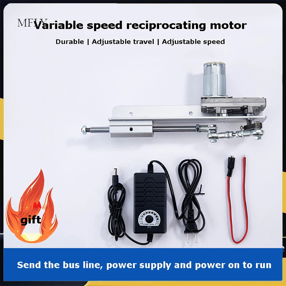 Nastavitelný teleskopický motor DIY motor s regulátorem otáček, zdvih 3-15 cm, lineární aktuátor s vratným pohybem, DC 24V převodovka
