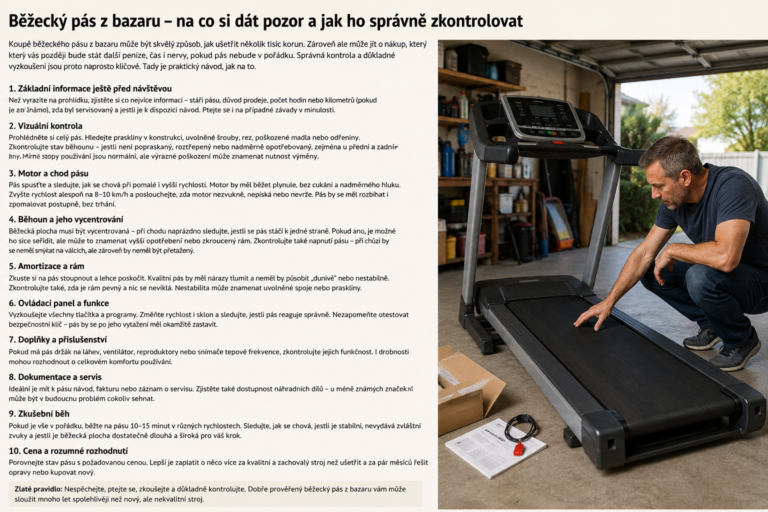 Běžecký pás z bazaru – na co si dát pozor a jak ho správně zkontrolovat